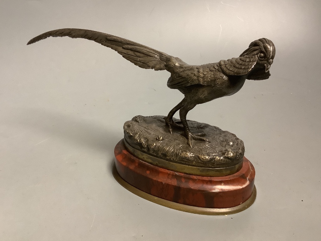 Germain Demay (1819-1886). A bronze, animalier pheasant, length 22cm